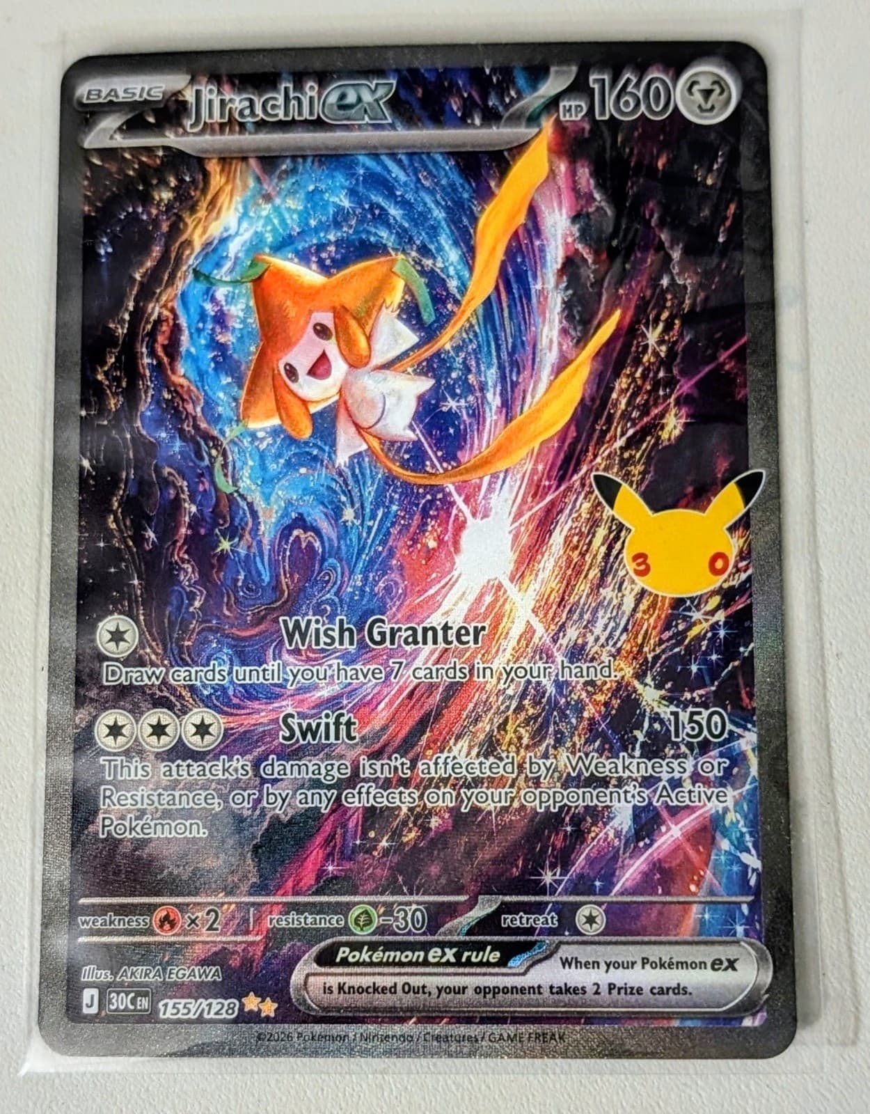 Jirachi ex 155/128 Me: 30th Celebration Holo Pokemon Card NM