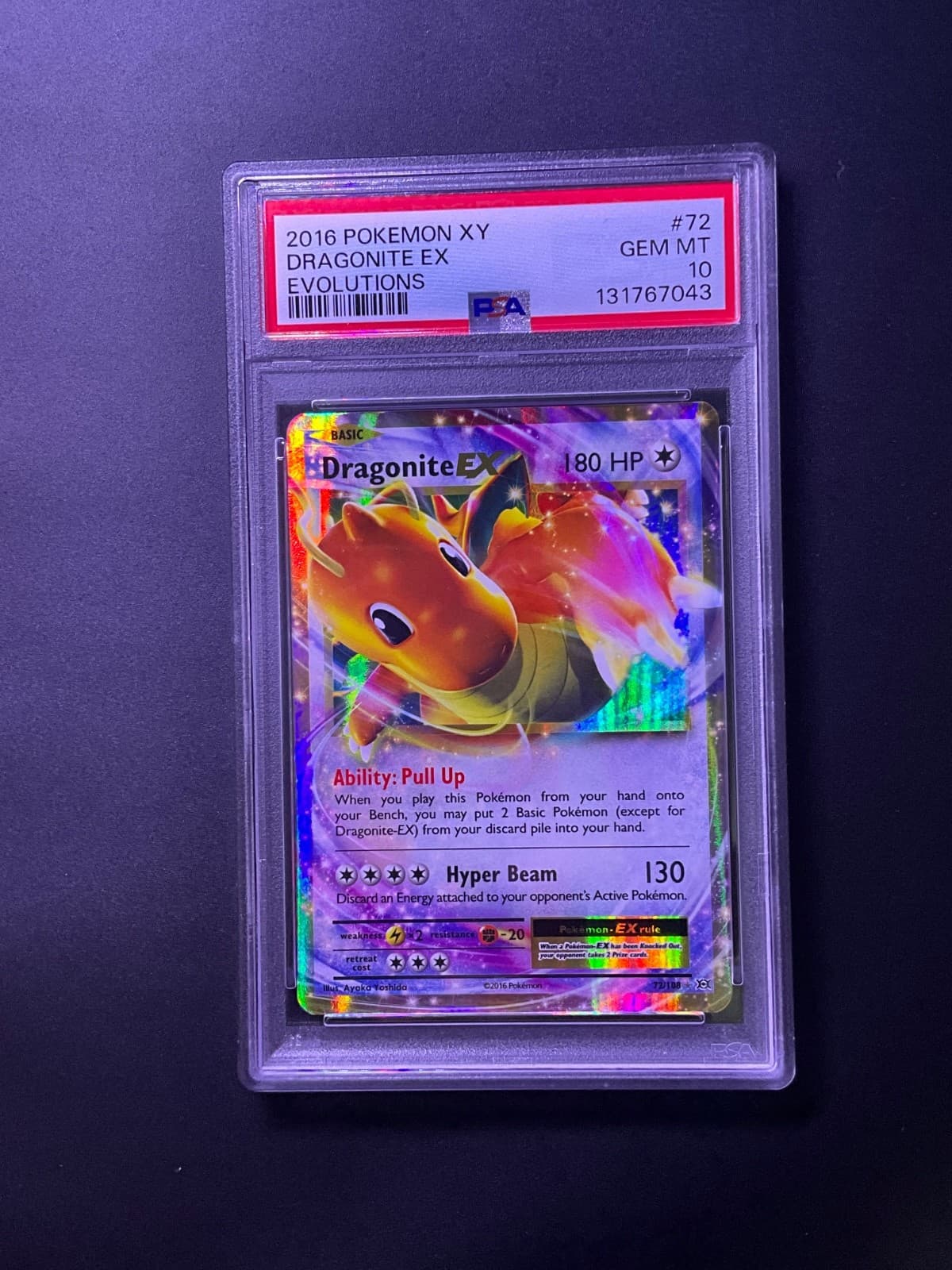 2016 Pokémon XY Evolutions #72/108 Dragonite EX – PSA 10 Gem Mint