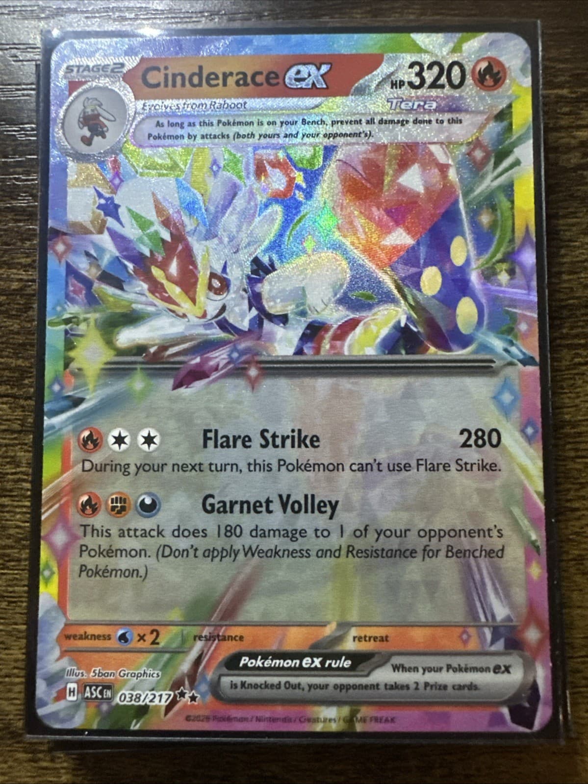 Cinderace ex 38/217, Ascended Heroes, Double Rare Holo, Pokemon TCG, NM