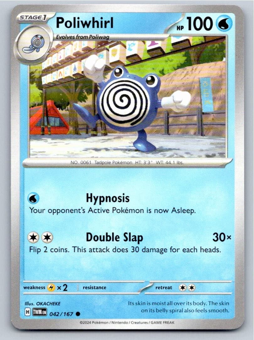 2024 POKEMON POLIWHIRL TWILIGHT MASQUERADE 042/167 COMMON NM A41741 FREE S&H