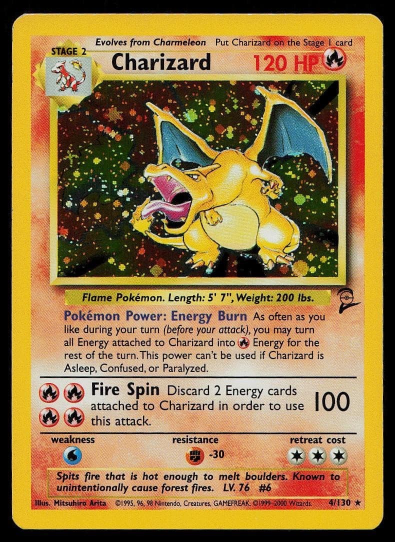 Charizard 4/130 Holo Rare Base Set 2 Pokemon Moderately Played