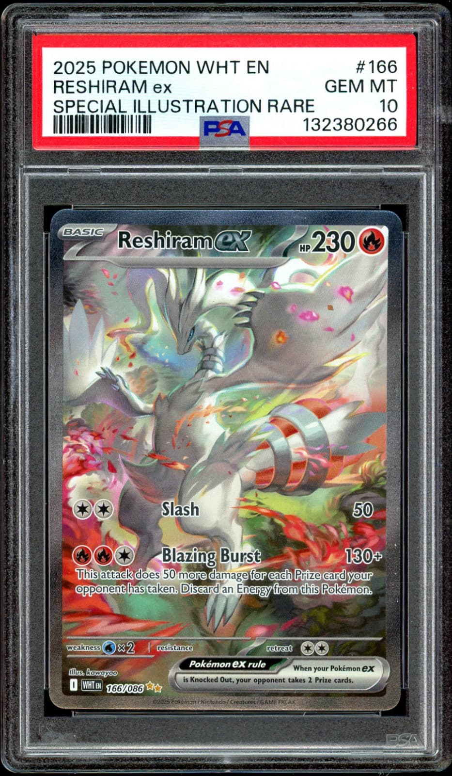 2025 Pokemon WHT EN #166 Reshiram ex Special Illustration Rare PSA 10 GEM MT