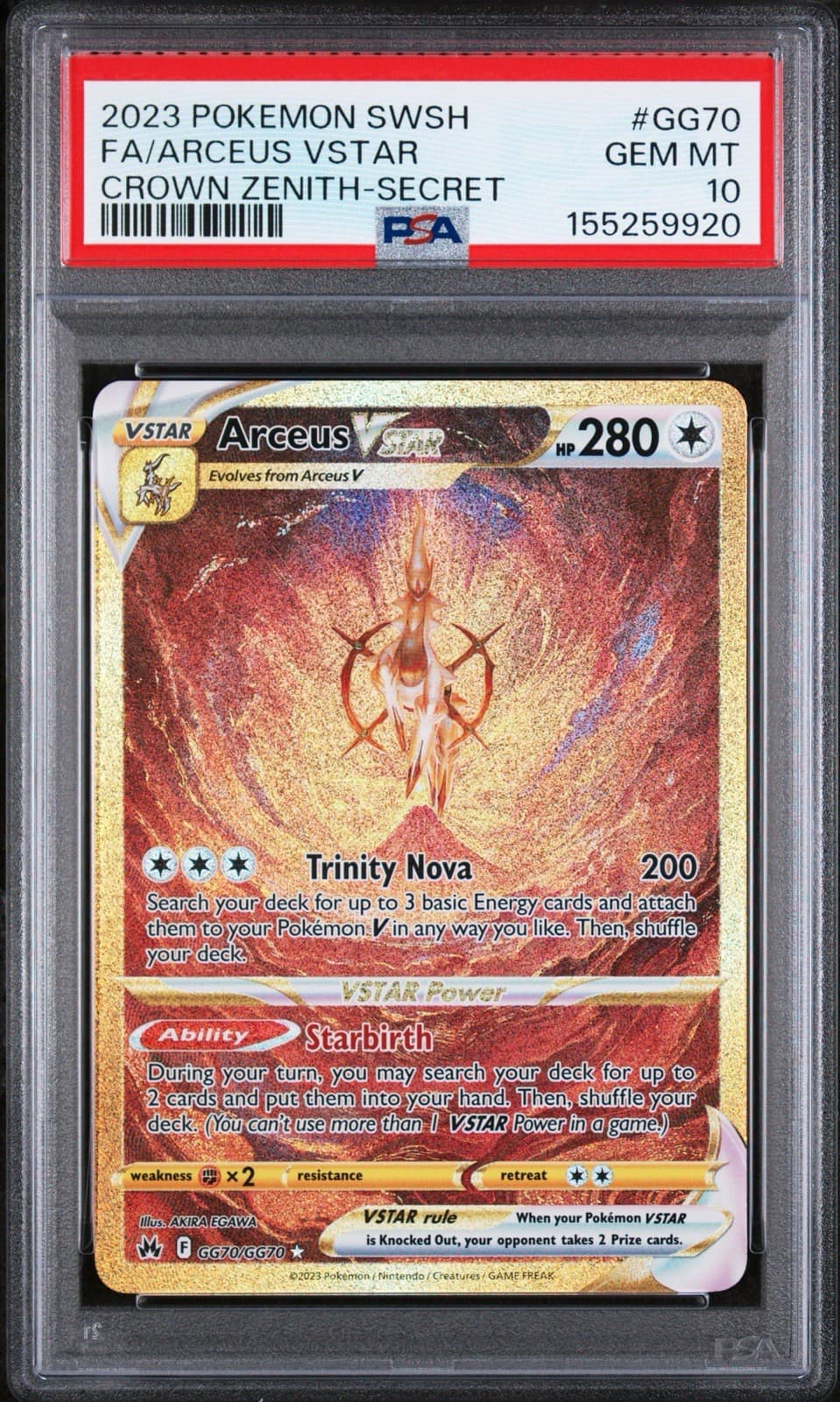POKEMON 2023 ARCEUS VSTAR SWORD & SHIELD CROWN ZENITH #GG70 PSA 10