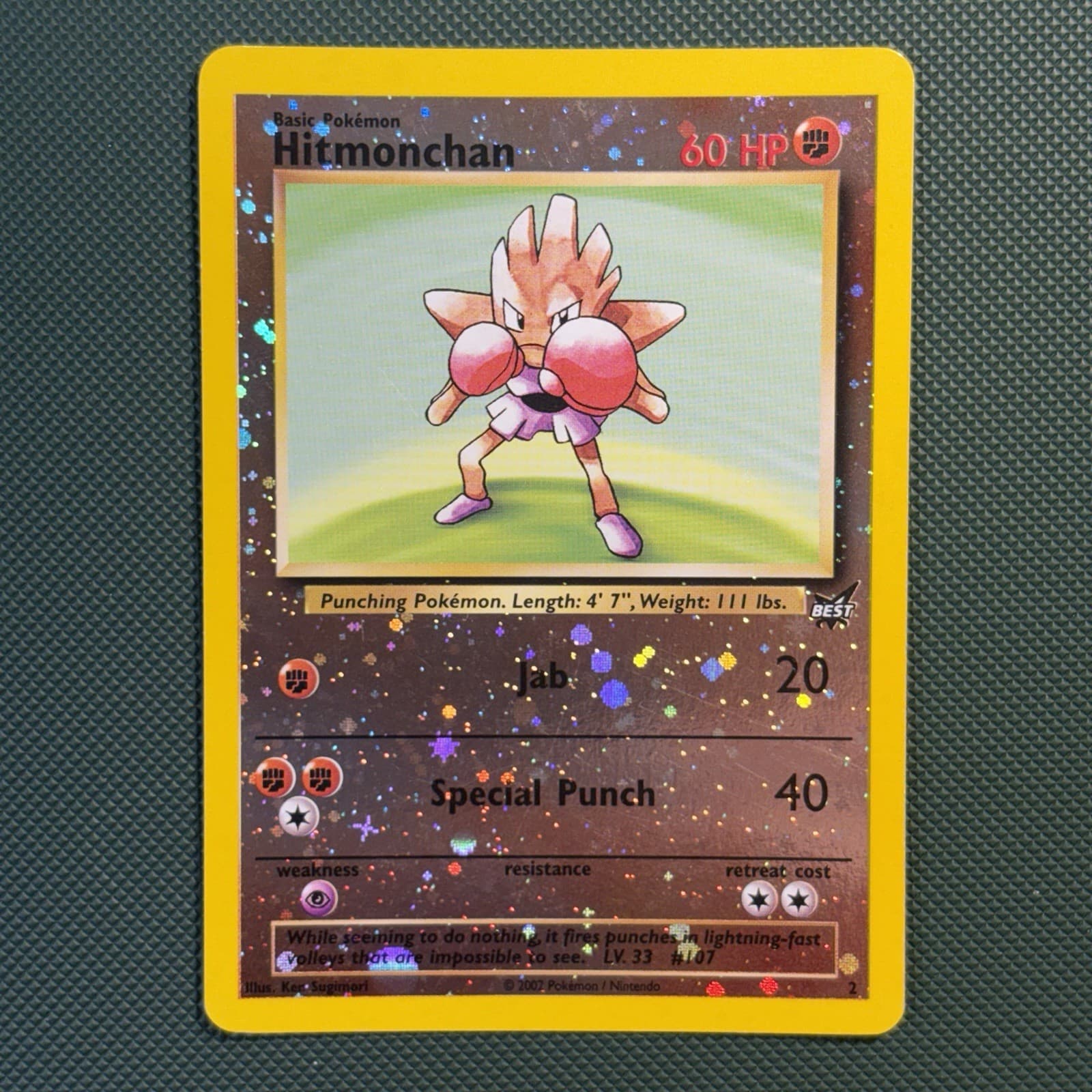 Pokémon Vintage Reverse Holo Hitmonchan Wotc Best of Game Promo 2/9 2003