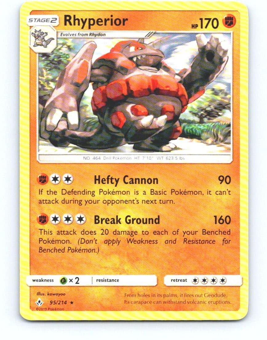 Rhyperior 95/214 Rare Unbroken Bonds Pokemon Near Mint