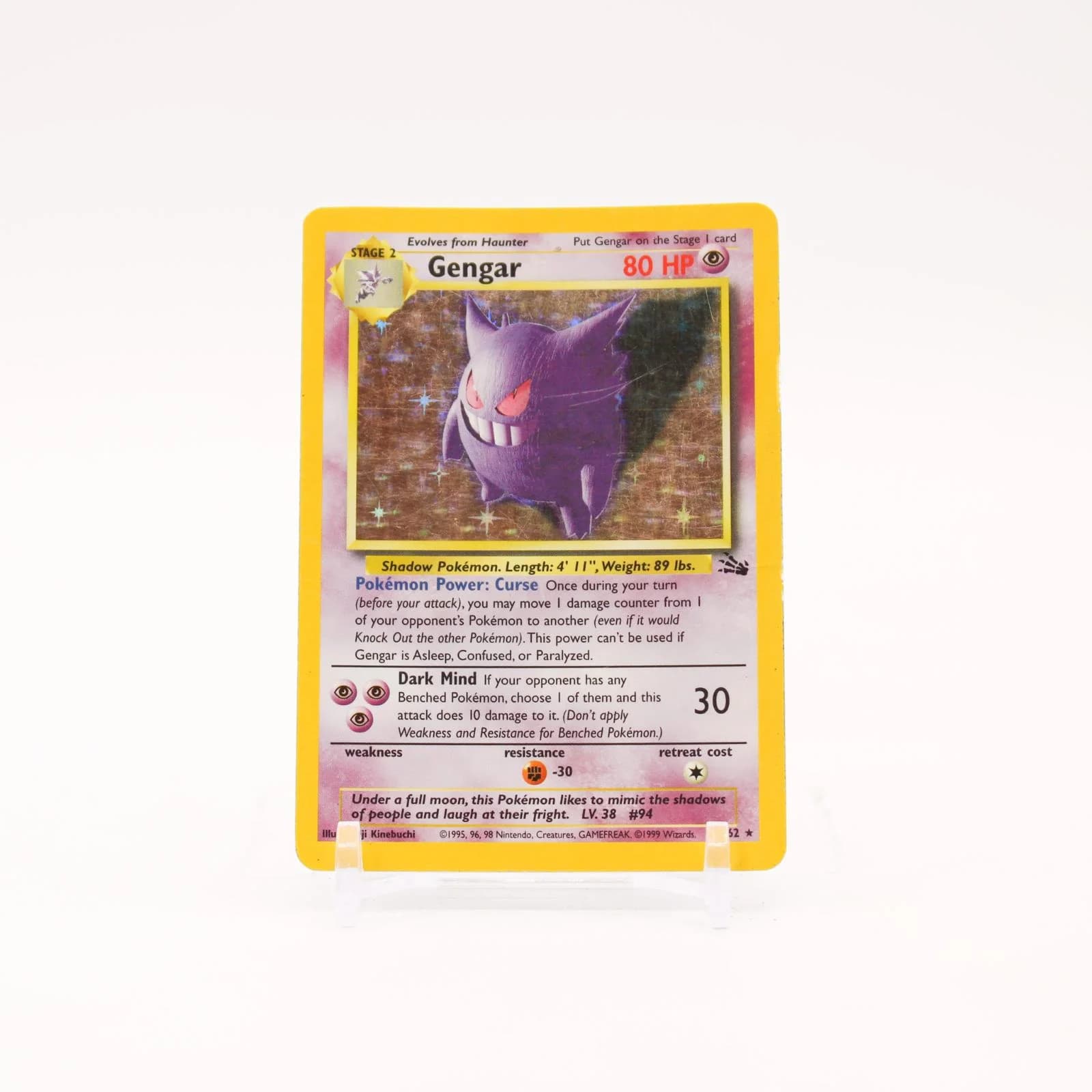 Gengar - 5/62 Fossil Unlimited Holo Rare Pokemon - MP/HP