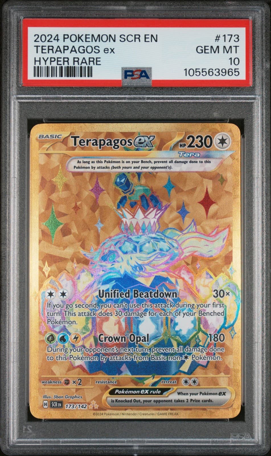 2024 Pokemon Terapagos ex 173/142 Stellar Crown Gold Hyper Rare PSA 10 GEM MINT