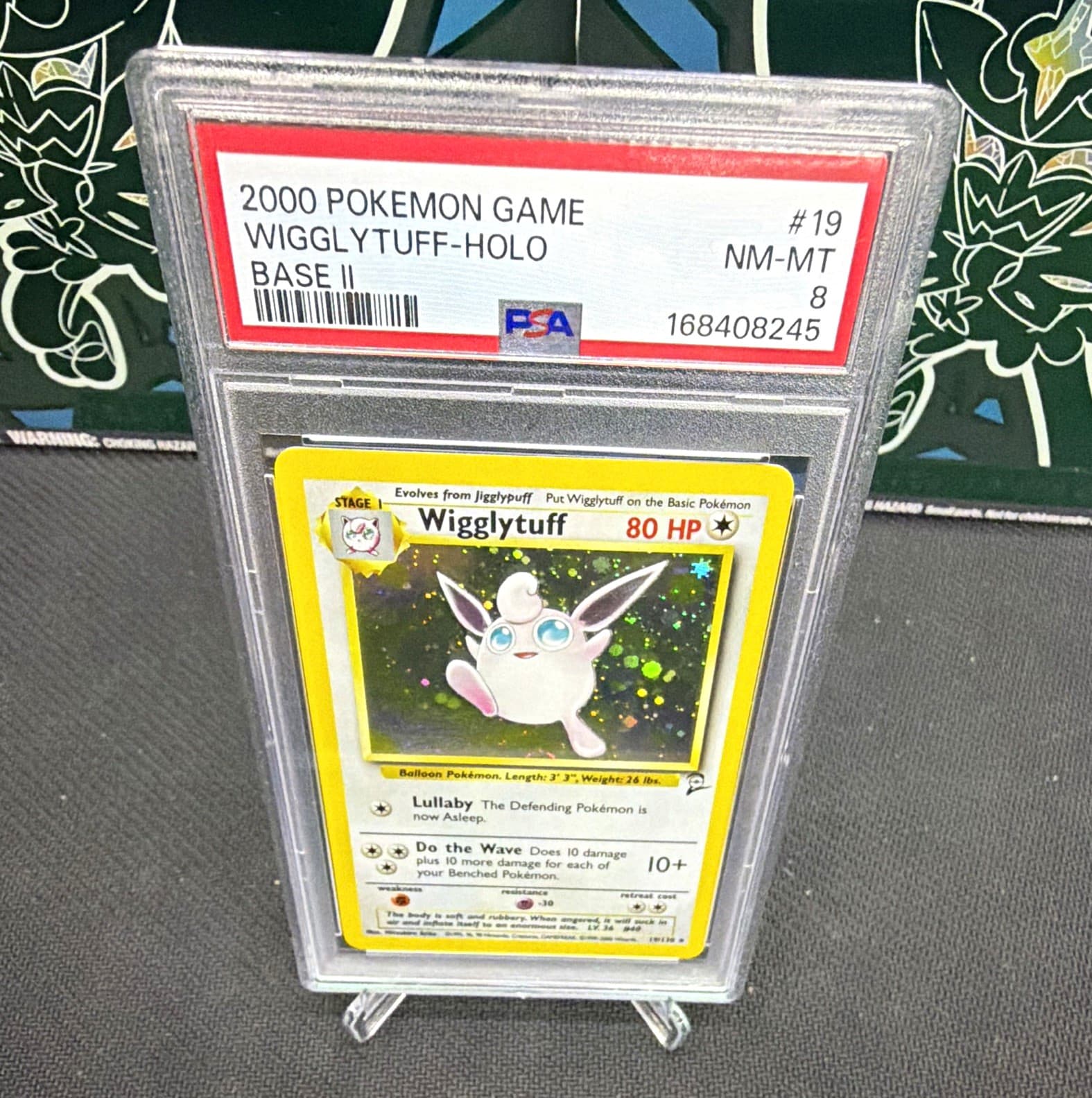 Nintendo 2000 Pokemon TCG Wigglytuff 019/130 Base Set 2 Holo PSA 8 Cert