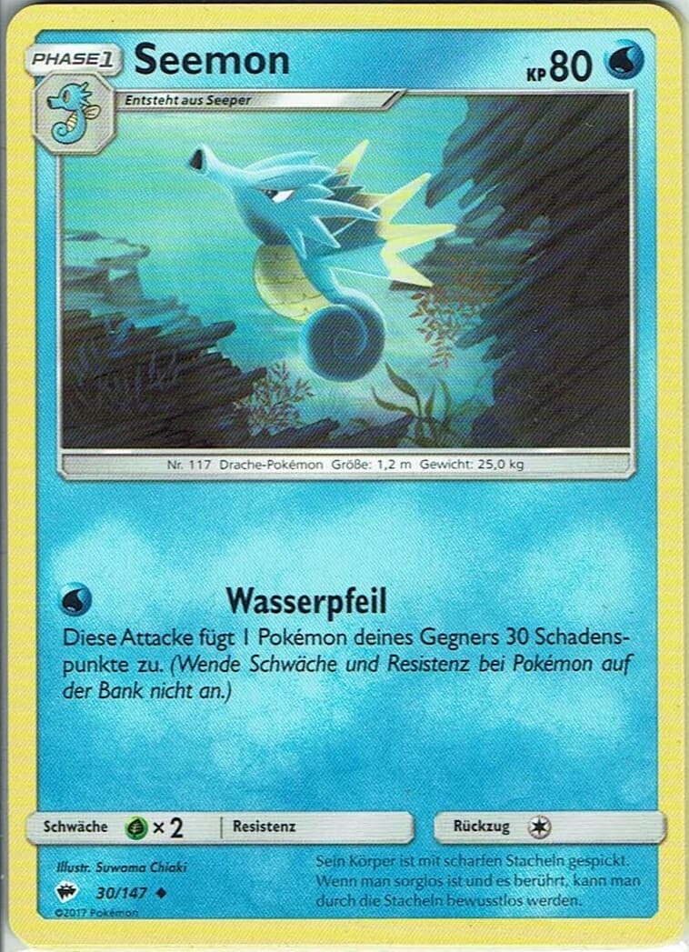 Pokemon Karte Trading Card Game Nacht in Flammen Nr. 30/147 Seemon deutsch