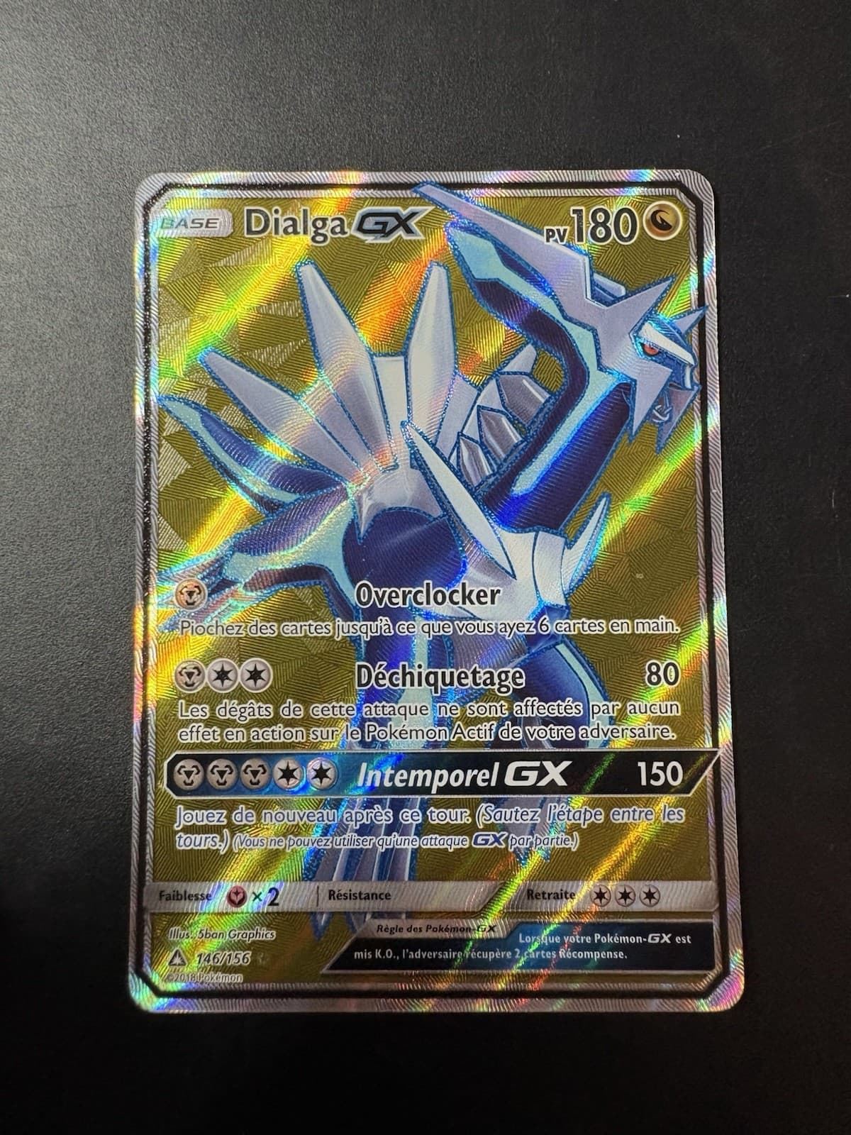 Pokémon JCC Dialga GX Full Art Holo 146/156 PV 180 FR ultra prisme