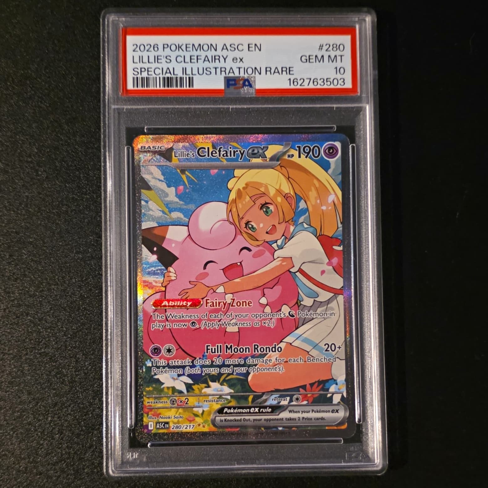 Pokemon TCG Lillie's Clefairy ex 280/217 Me: Ascended Heroes EN SIR Holo PSA 10