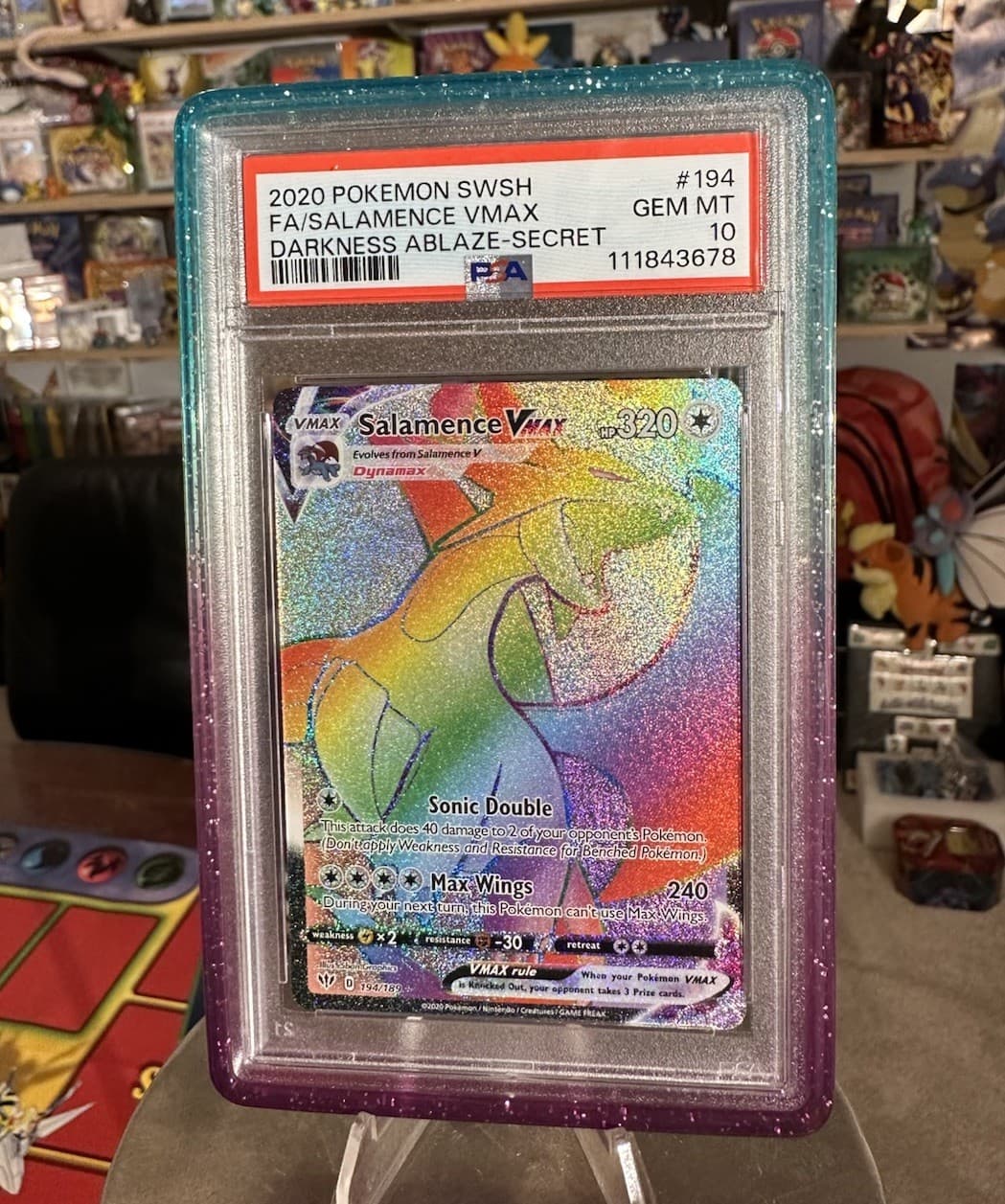 Pokemon PSA 10 Salamence VMAX Secret Rare 194/189 Darkness Ablaze 2020