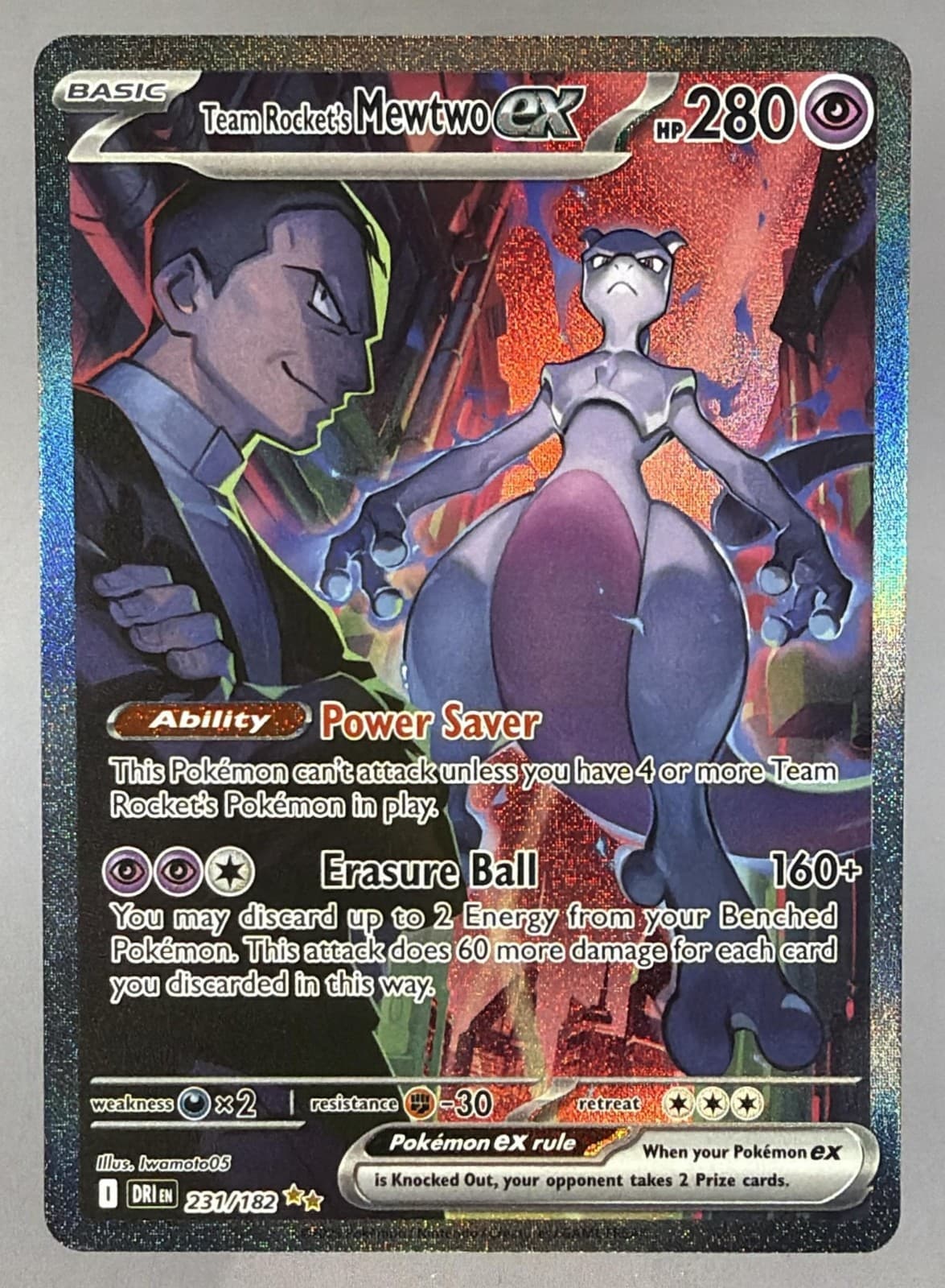 2025 Pokemon Destined Rivals Team Rocket's Mewtwo ex #231/182 NM