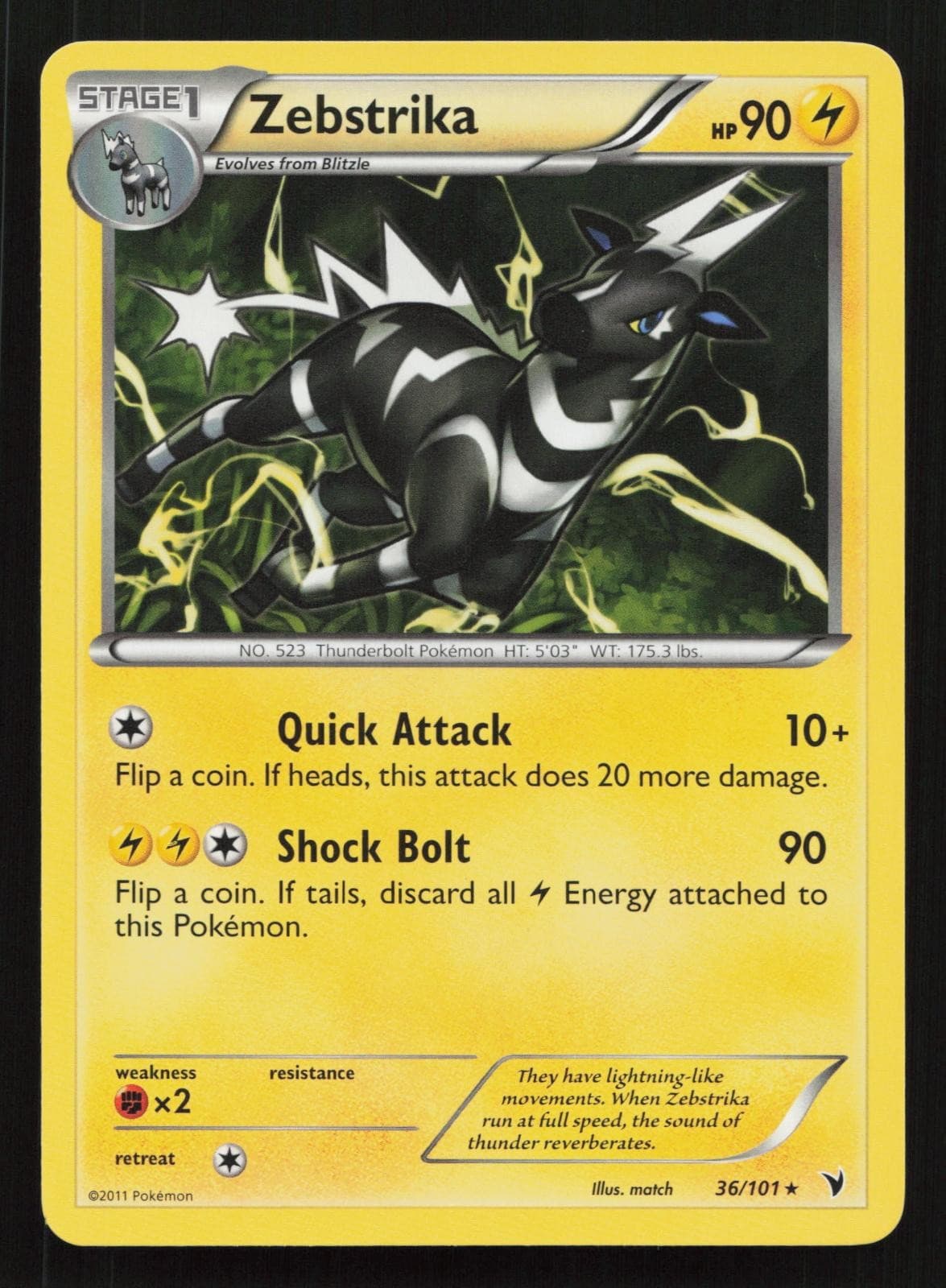 ZEBSTRIKA 36/101 RARE NOBLE VICTORIES POKEMON NM