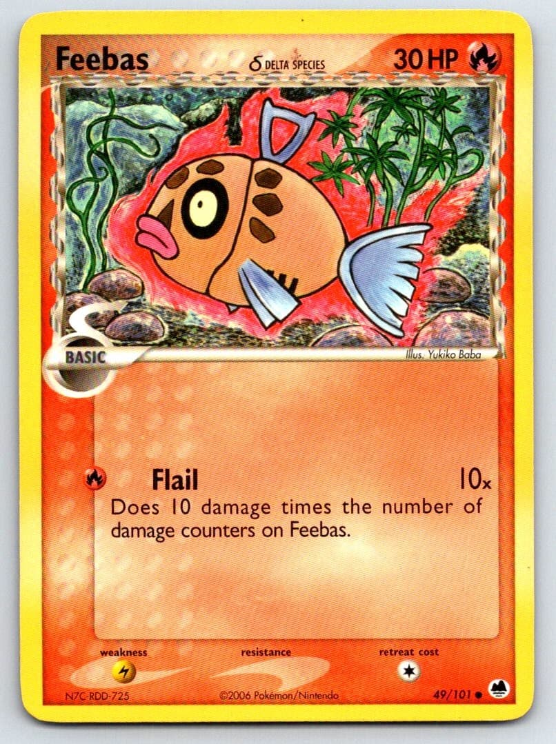 Feebas 49/101 Common Dragon Frontiers Pokemon Lightly Played