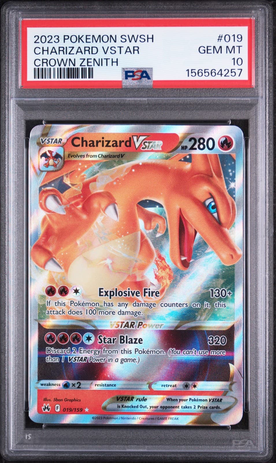 2023 POKEMON SWORD & SHIELD CROWN ZENITH #019 CHARIZARD VSTAR PSA 10