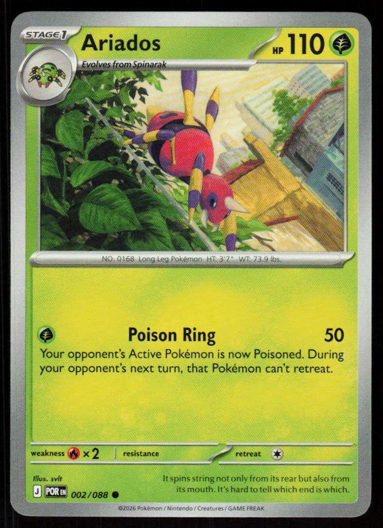 Ariados 002/088 Common Perfect Order Pokemon Near Mint