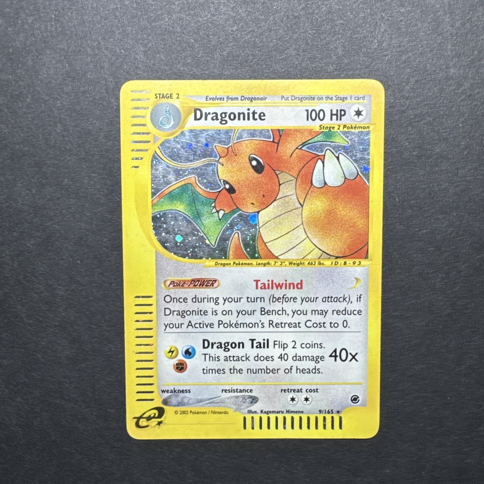 Pokémon 2002 Expedition Dragonite Holo Rare Card 9/165