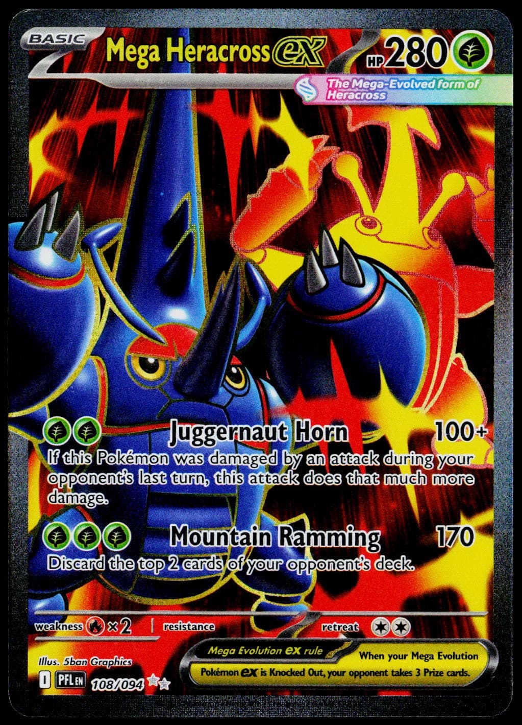 Mega Heracross ex 108/094 Phantasmal Flames NM Holofoil
