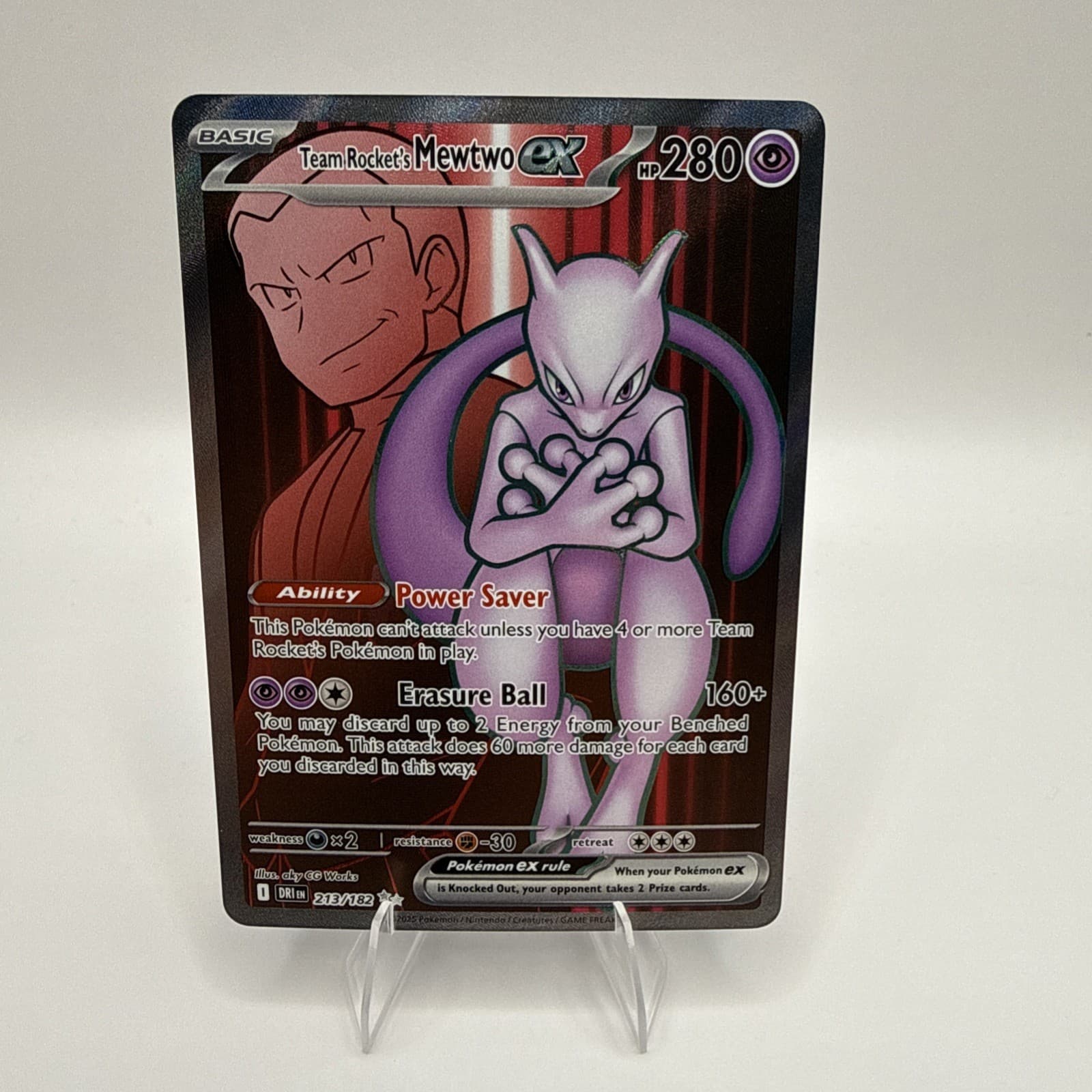 Team Rocket's Mewtwo ex 213/182 Ultra Rare Destined Rivals Pokemon Holo NM