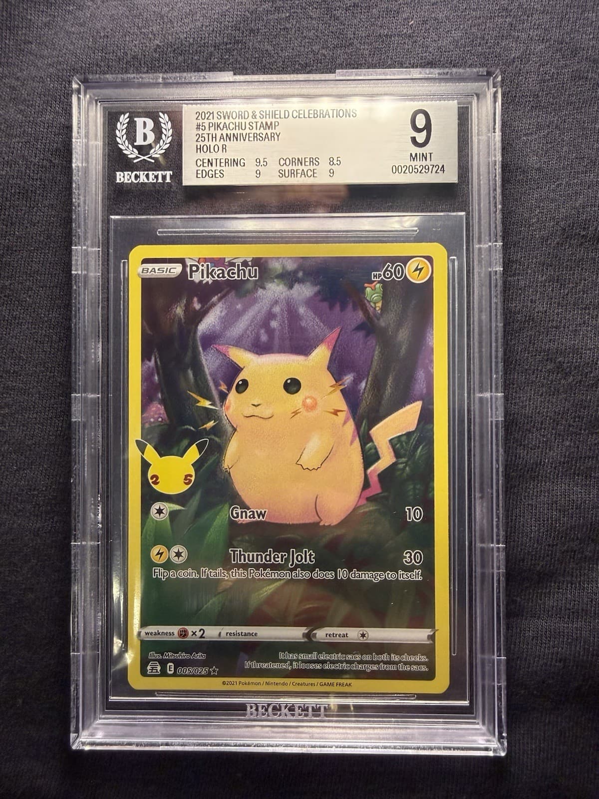 Pikachu 005/025 Celebrations Holo BGS 9