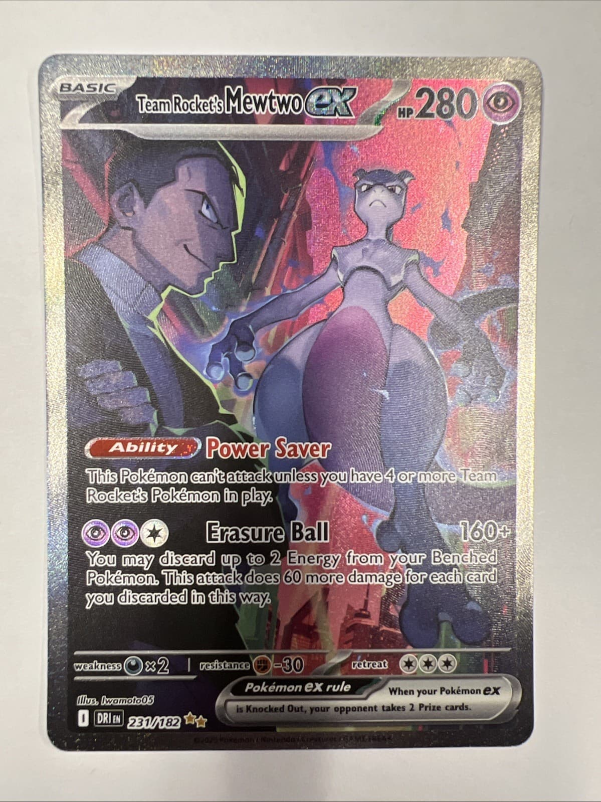 ❗️ Team Rocket's Mewtwo ex SIR Pokemon Destined Rivals Full Art Holo 231/182🔥❗️