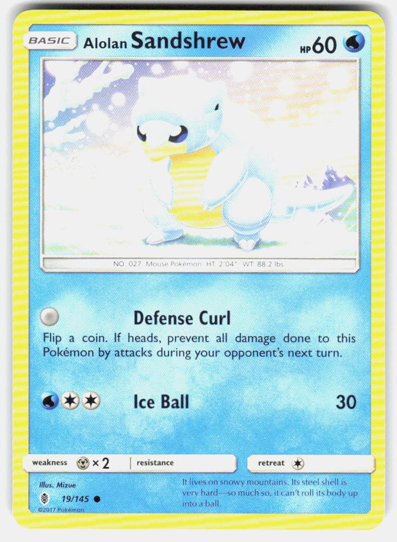 Pokemon Alolan Sandshrew SM - Guardians Rising #19/145 LP