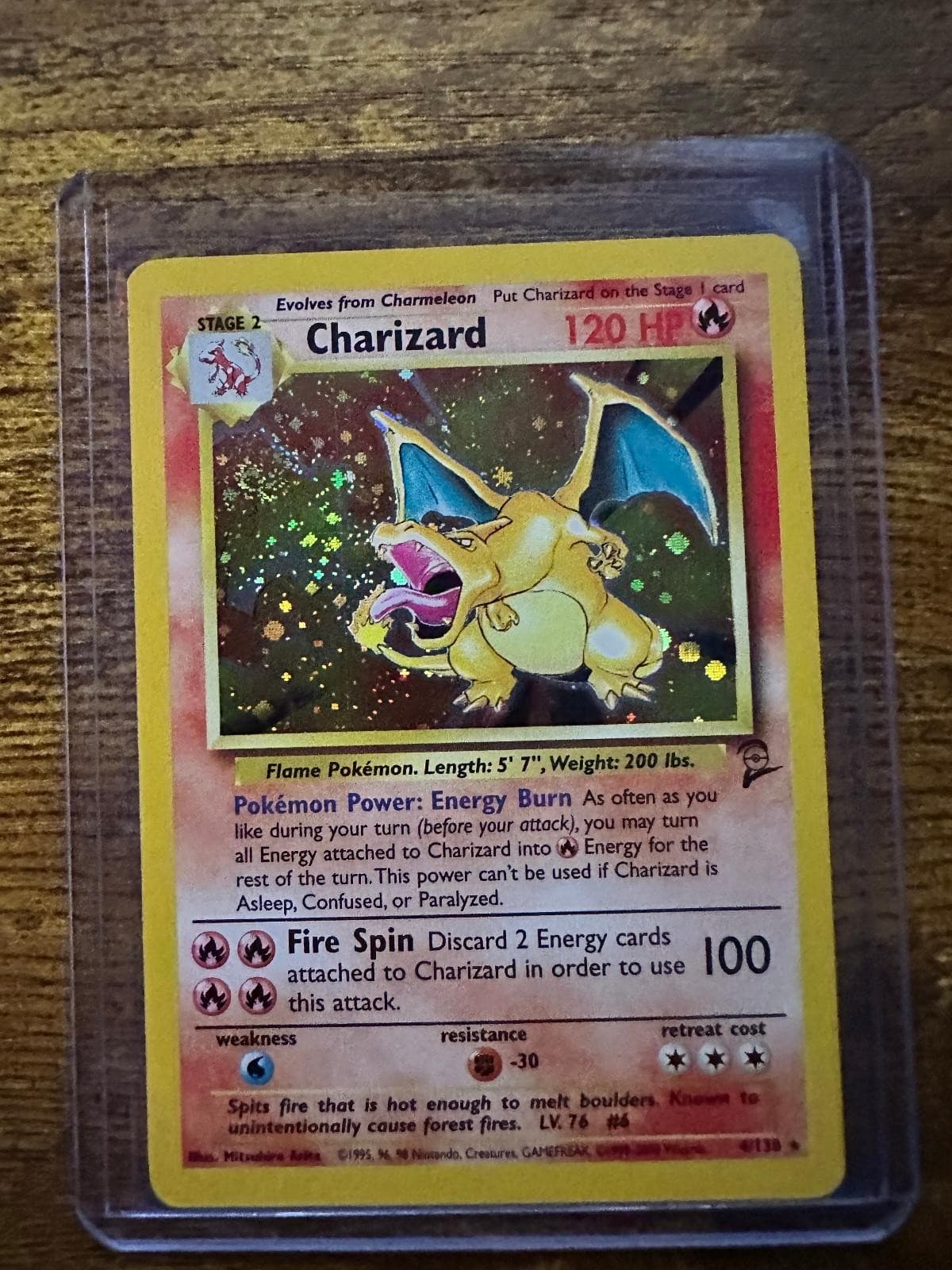 Charizard 4/130 Holo Rare Base Set 2 Pokemon Near Mint SWIRL