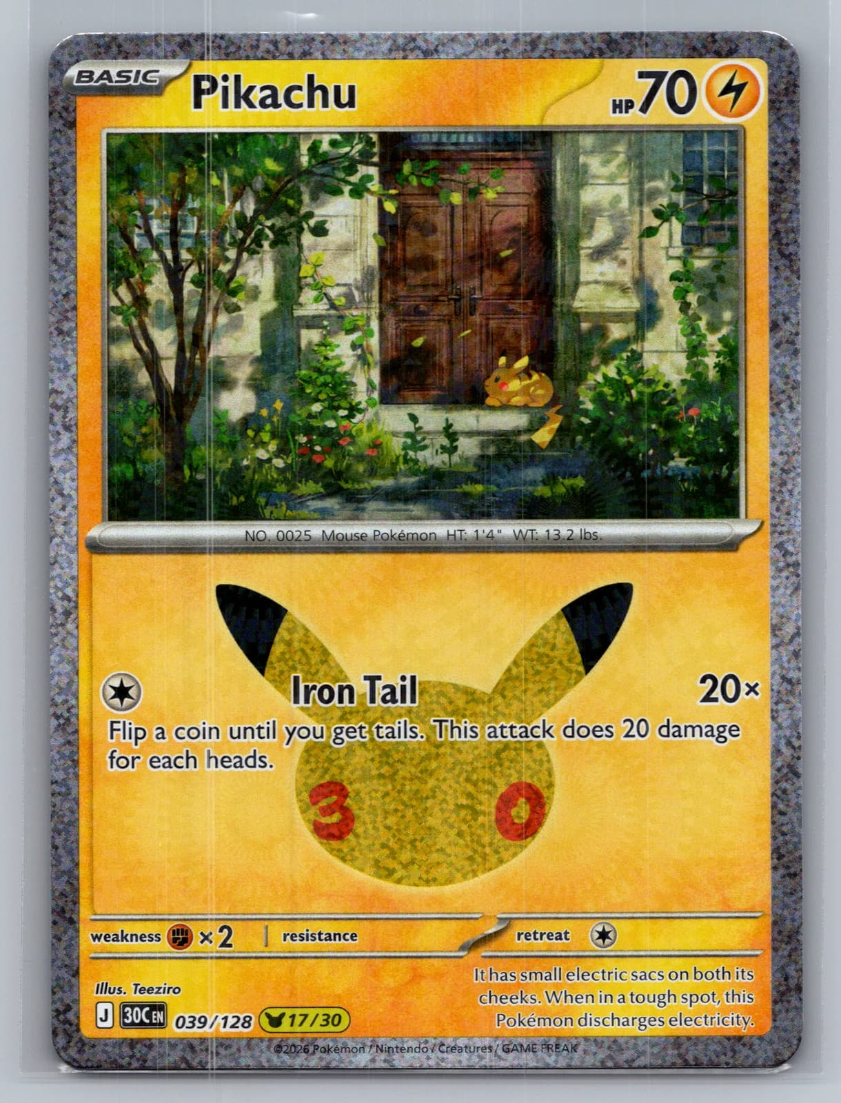 Pikachu #39/128 2026 30th Celebration Pokemon TCG