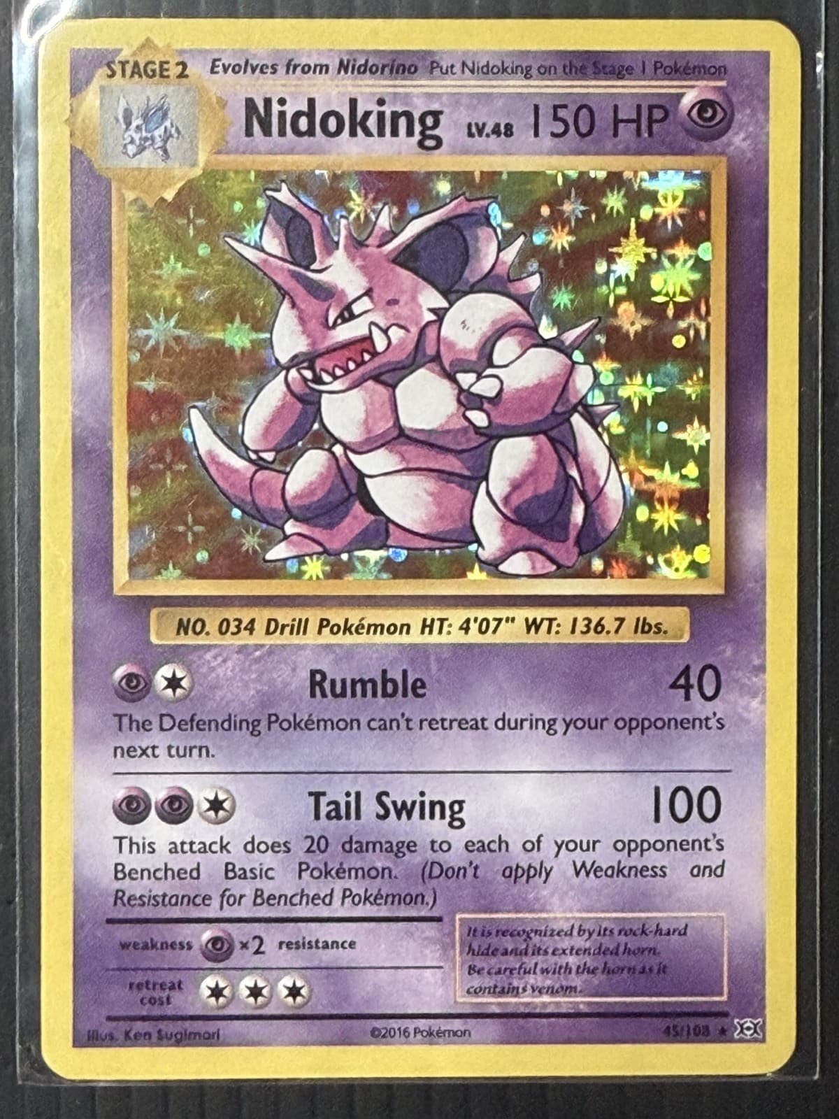 Nidoking 45/108 Holo Rare XY - Evolutions Pokemon Holo Near Mint