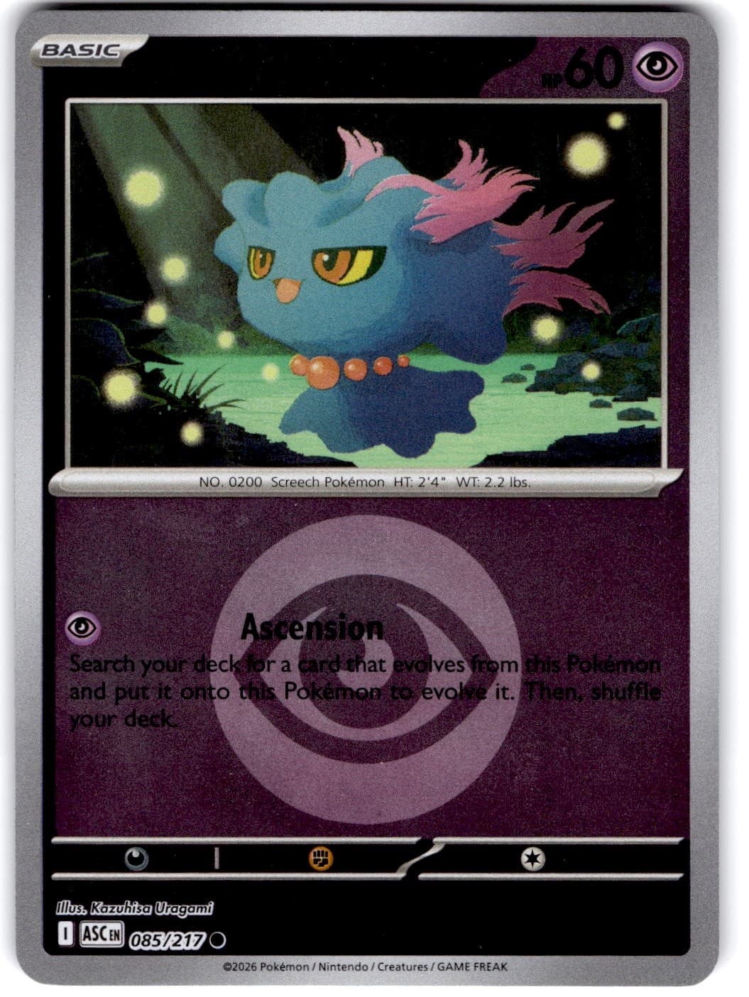 Pokemon Misdreavus Ascended Heroes 85/217 Energy Holo Near Mint English