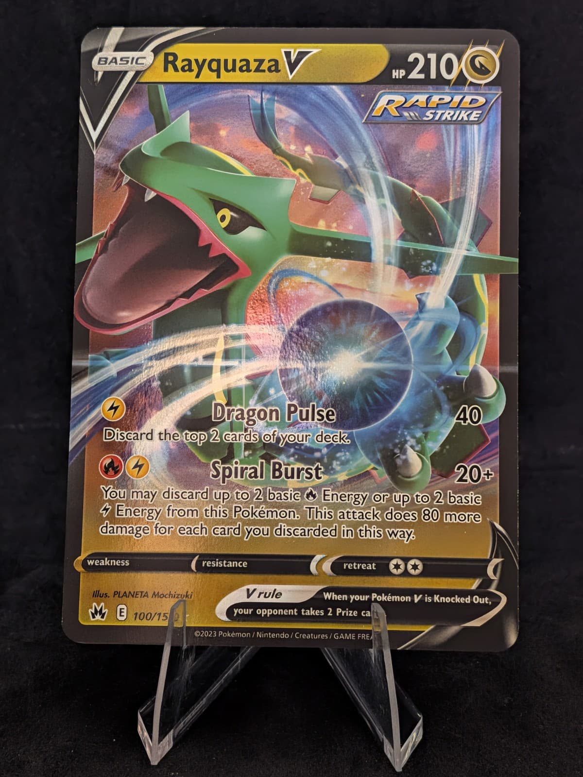 Pokemon Rayquaza V 100/159 SWSH: Crown Zenith Holo NM
