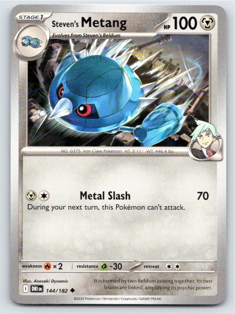 2025 POKEMON STEVEN'S METANG DESTINED RIVALS 144/182 UC NM A55629 FREE S&H