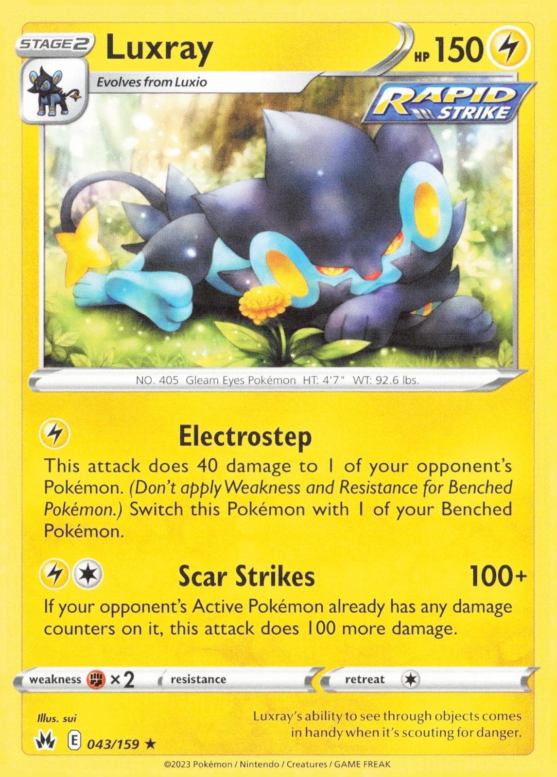 LUXRAY 043/159 CROWN ZENITH POKEMON NEAR MINT