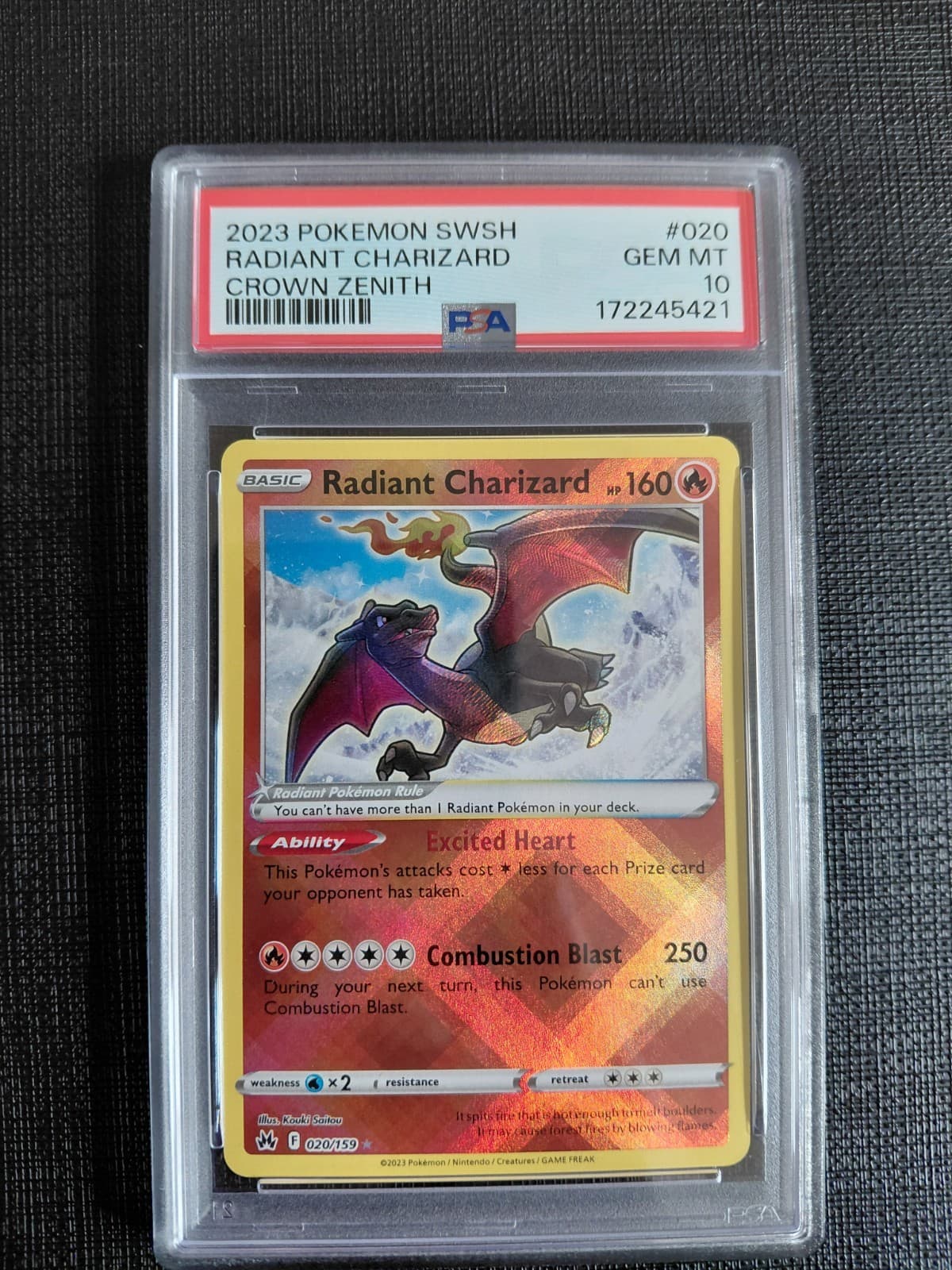 2023 Pokemon SWSH Crown Zenith Radiant Charizard #020 PSA 10