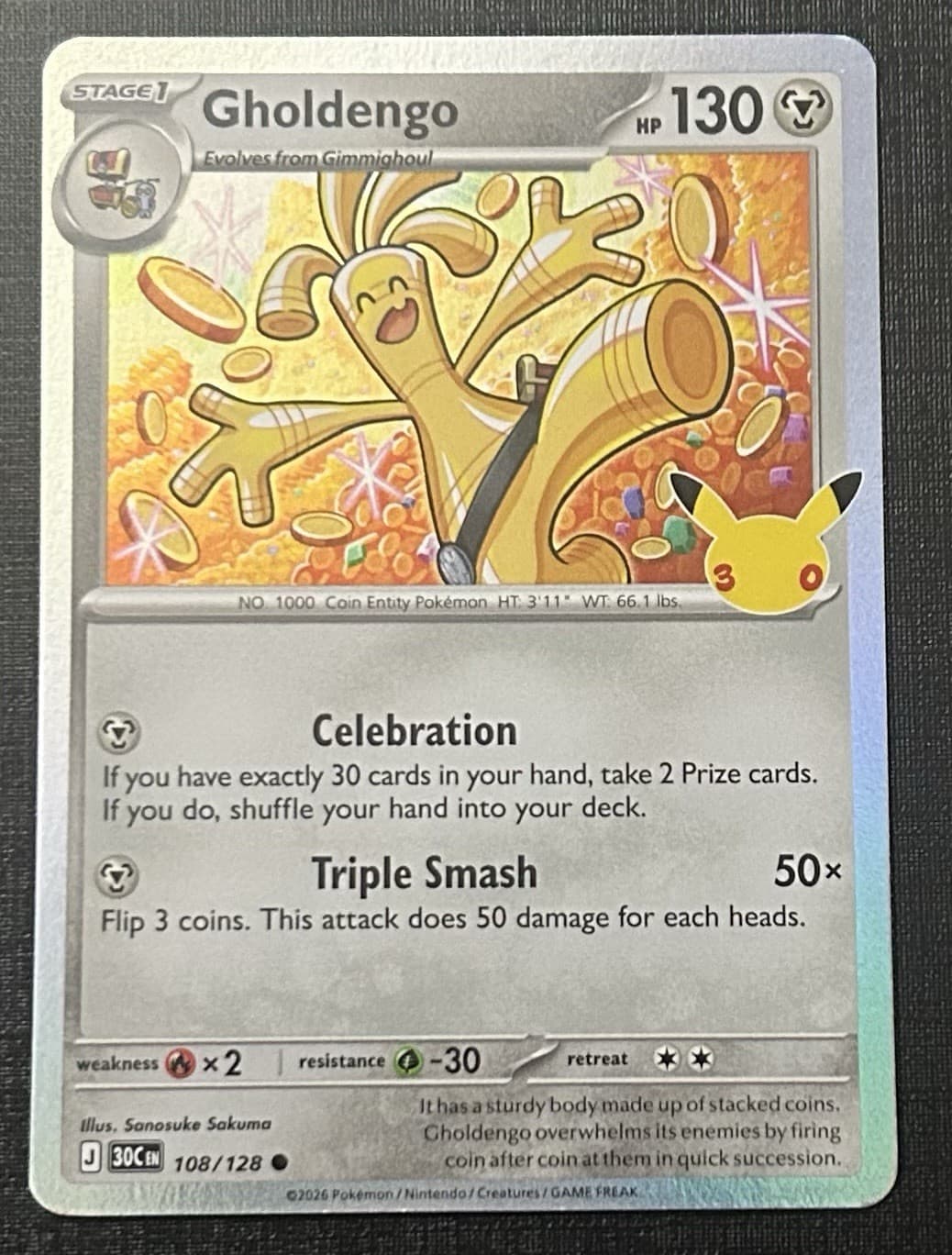 Gholdengo 108/128 Me: 30th Celebration Holo