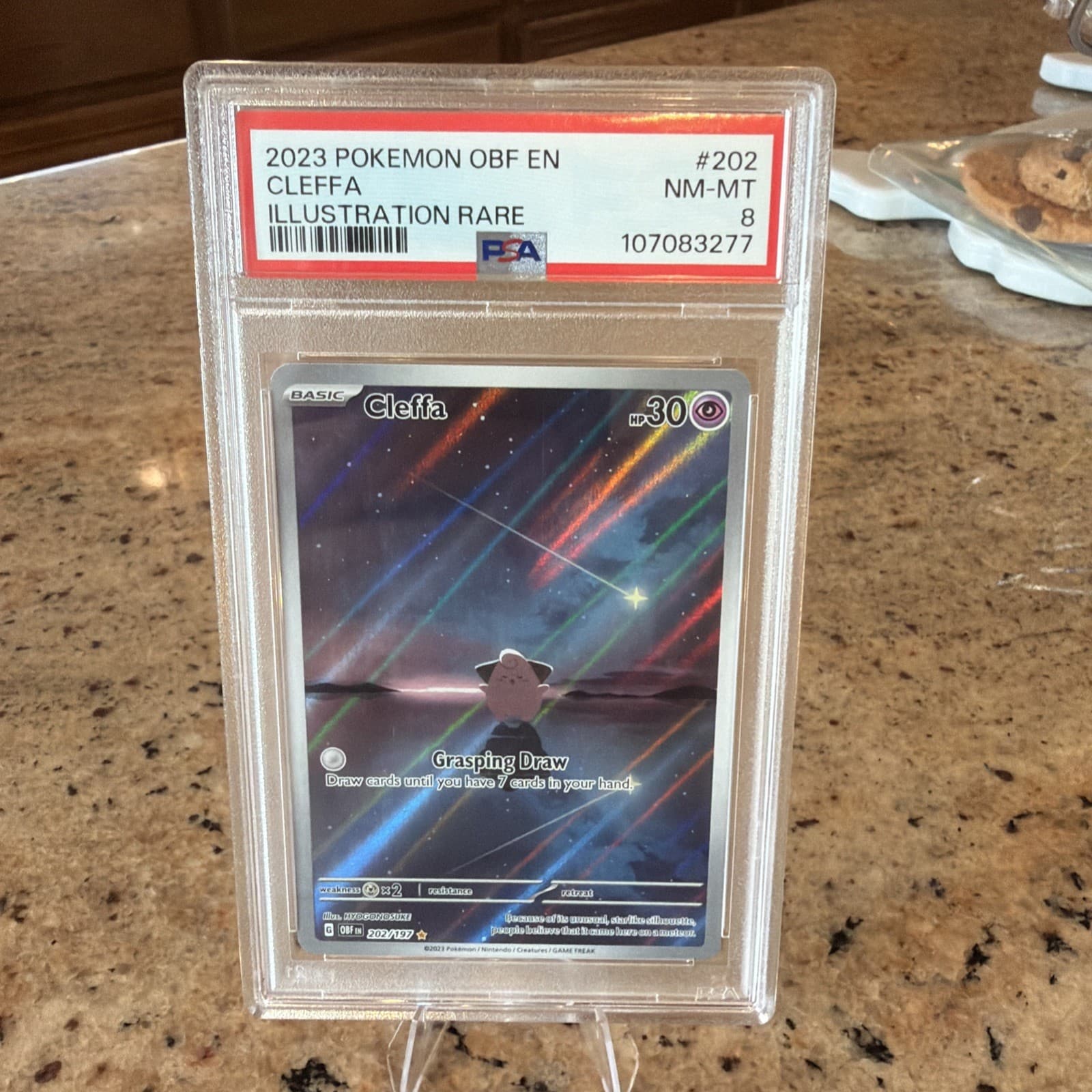 PSA 9 Pokemon TCG 2023 Obsidian Flames Cleffa 202/197 IR Holo ENG