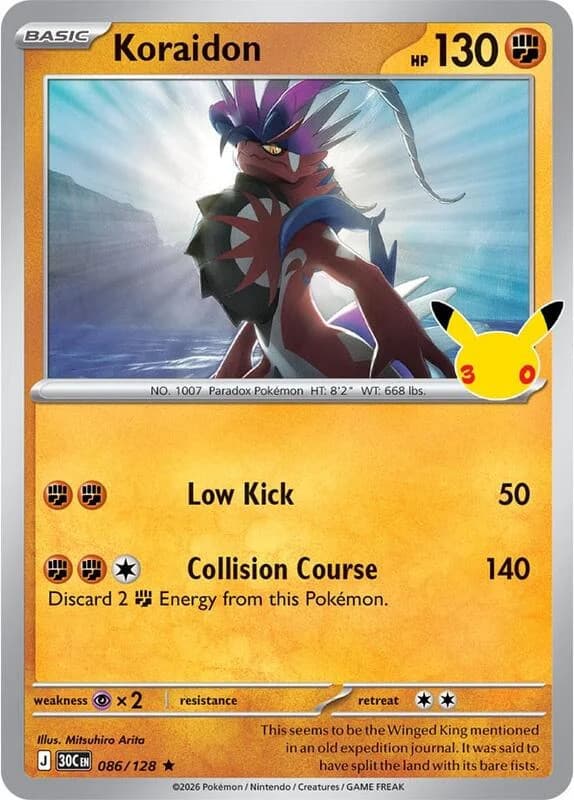 Pokemon TCG 30th Celebration Koraidon Holo Rare #86 / 128