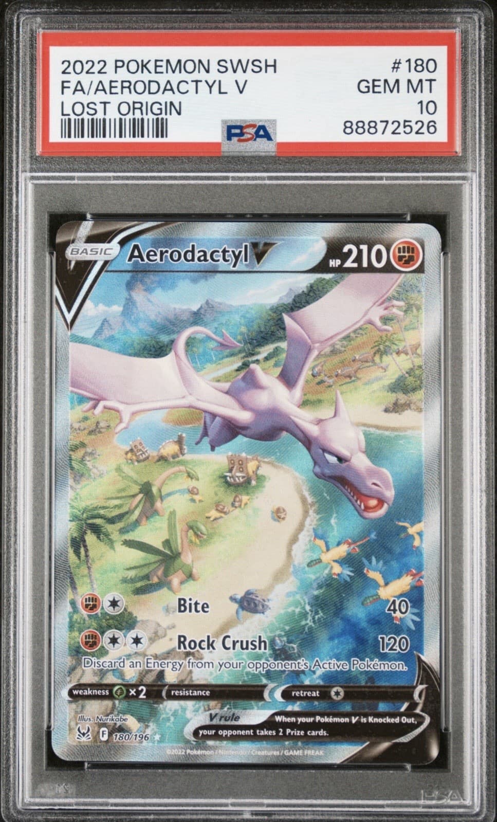 PSA 10 2022 POKEMON SWORD & SHIELD LOST ORIGIN #180 FA/AERODACTYL V