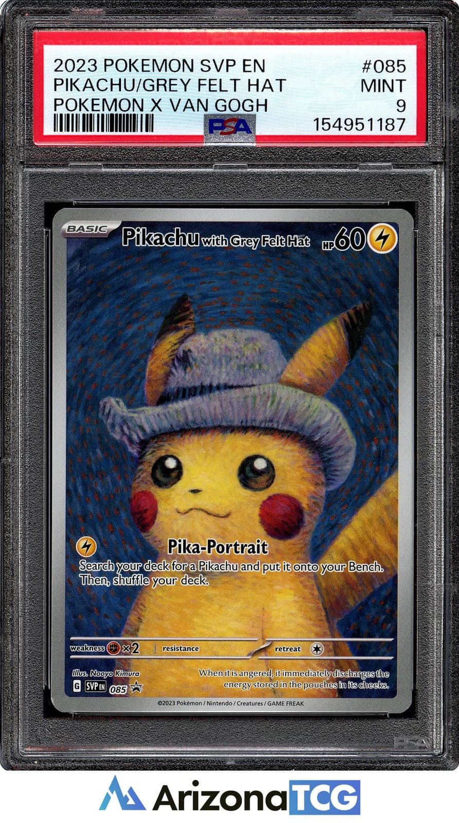 Pokemon 2023 Pikachu with Grey Felt Hat SVP 085 Van Gogh Museum Promo PSA 9
