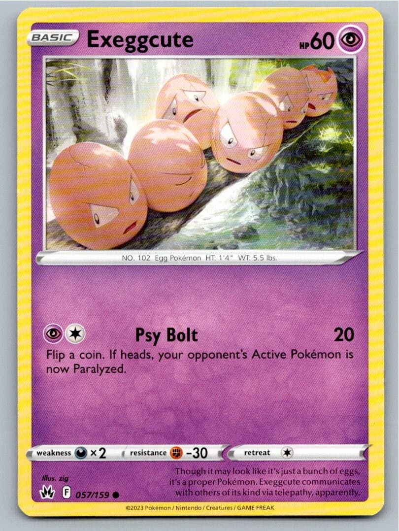 2023 POKEMON EXEGGCUTE CROWN ZENITH 057/159 C NM A82652 FREE S&H