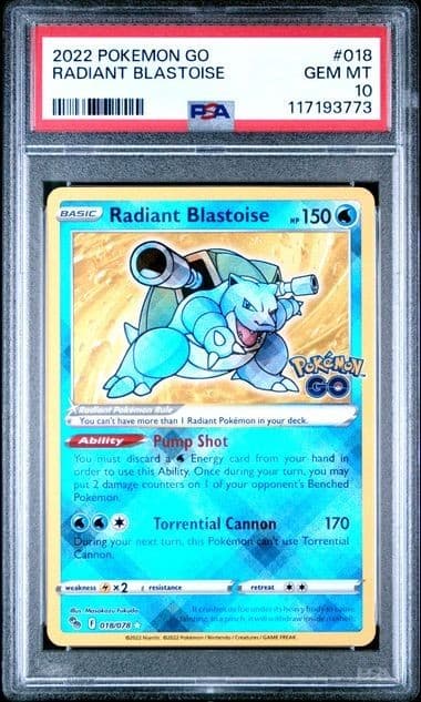 2022 Pokemon GO RADIANT BLASTOISE #018 PSA 10 Gem Mint