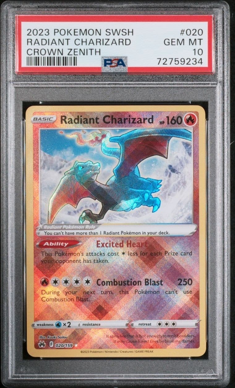 2023 Pokemon Crown Zenith RADIANT CHARIZARD 020/159 PSA 10