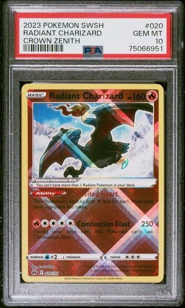 PSA 10 GEM MINT Pokemon Radiant Charizard Crown Zenith Holo 020/159
