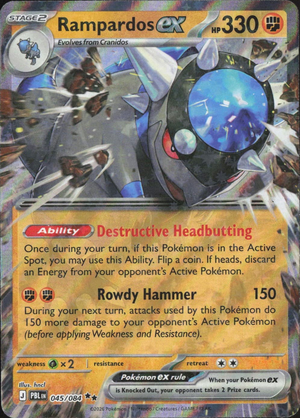 Rampardos ex Pitch Black 45/84 DR Holo Pokémon — English NM