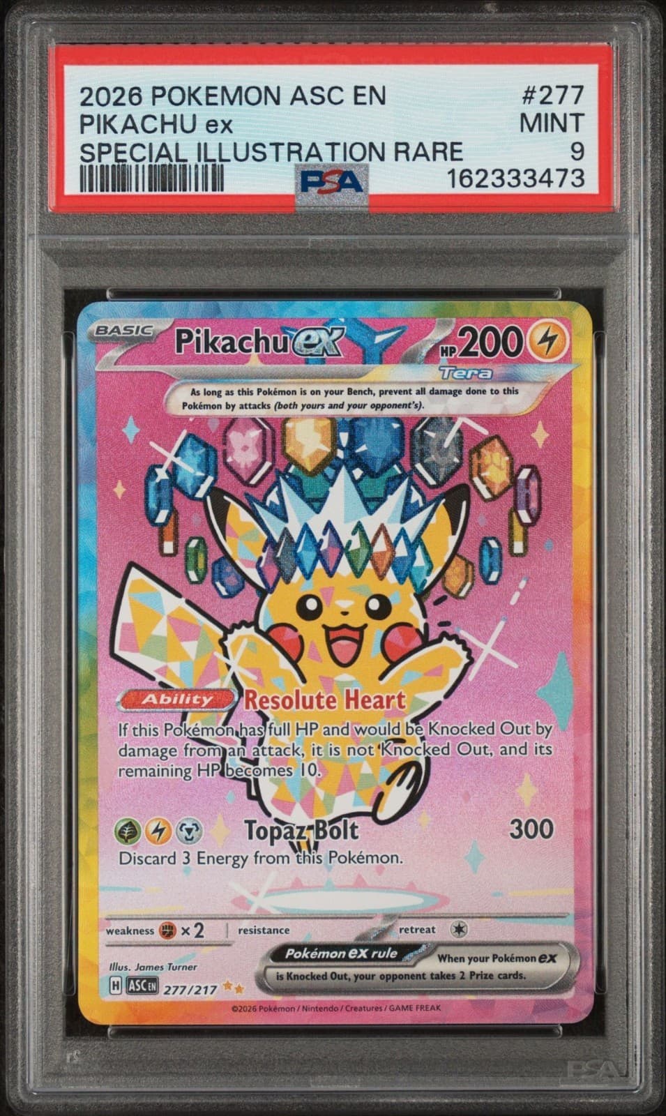 Pokémon Pikachu ex 277/217 Me: Ascended Heroes SIR Holo PSA 9 English