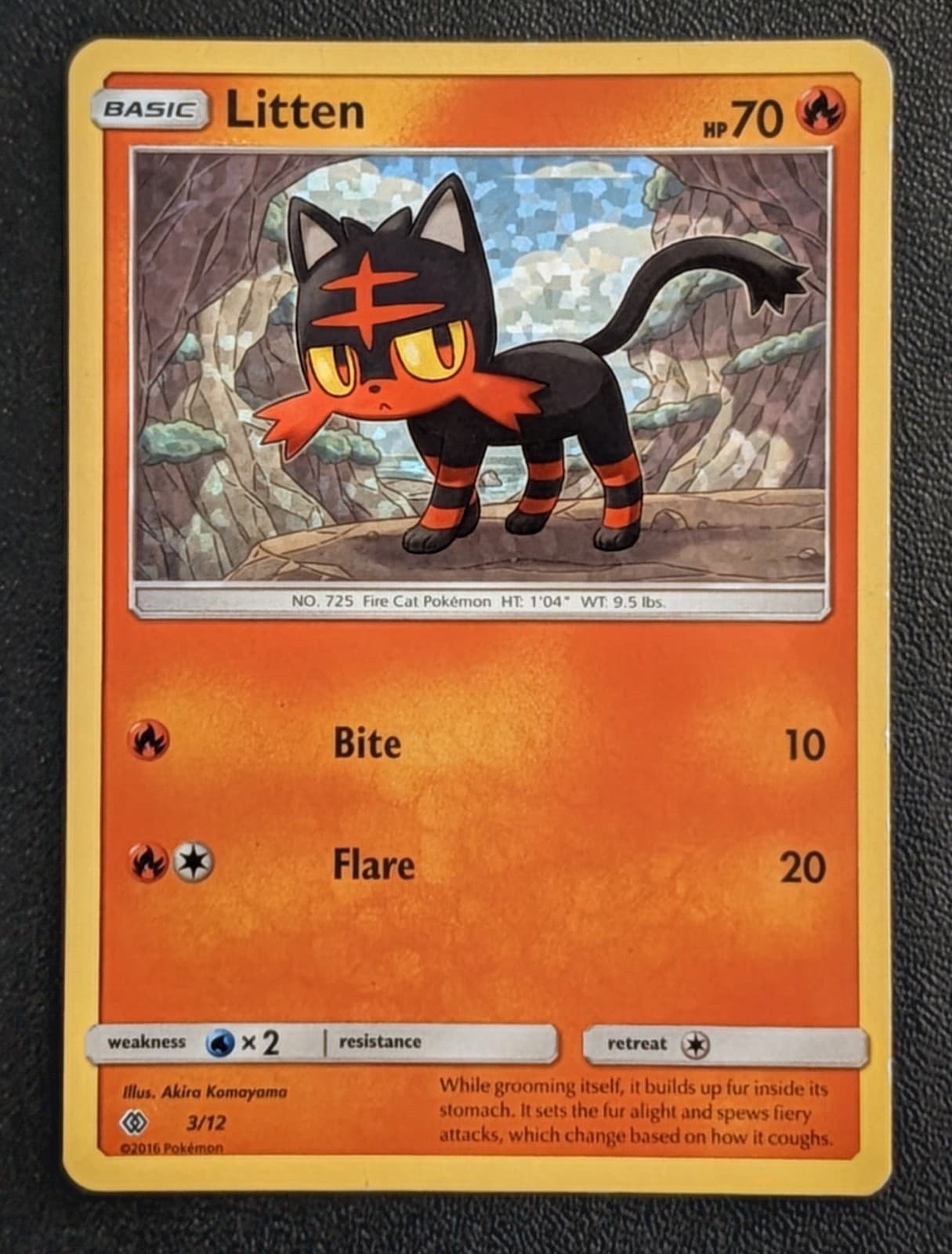 Pokemon TCG Litten 3/12 McDonald's Promo 2016 Sparkle Holo MP