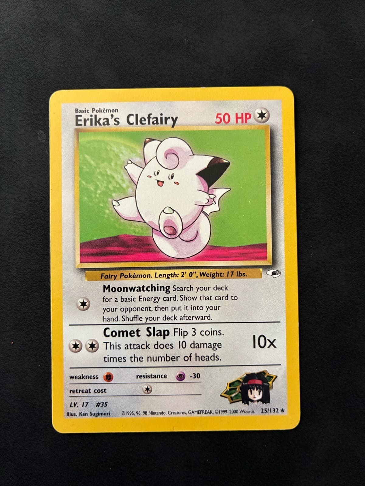 Pokemon Erika's Clefairy 25/132 Gym Heroes Rare Non-Holo WOTC Lightly Played