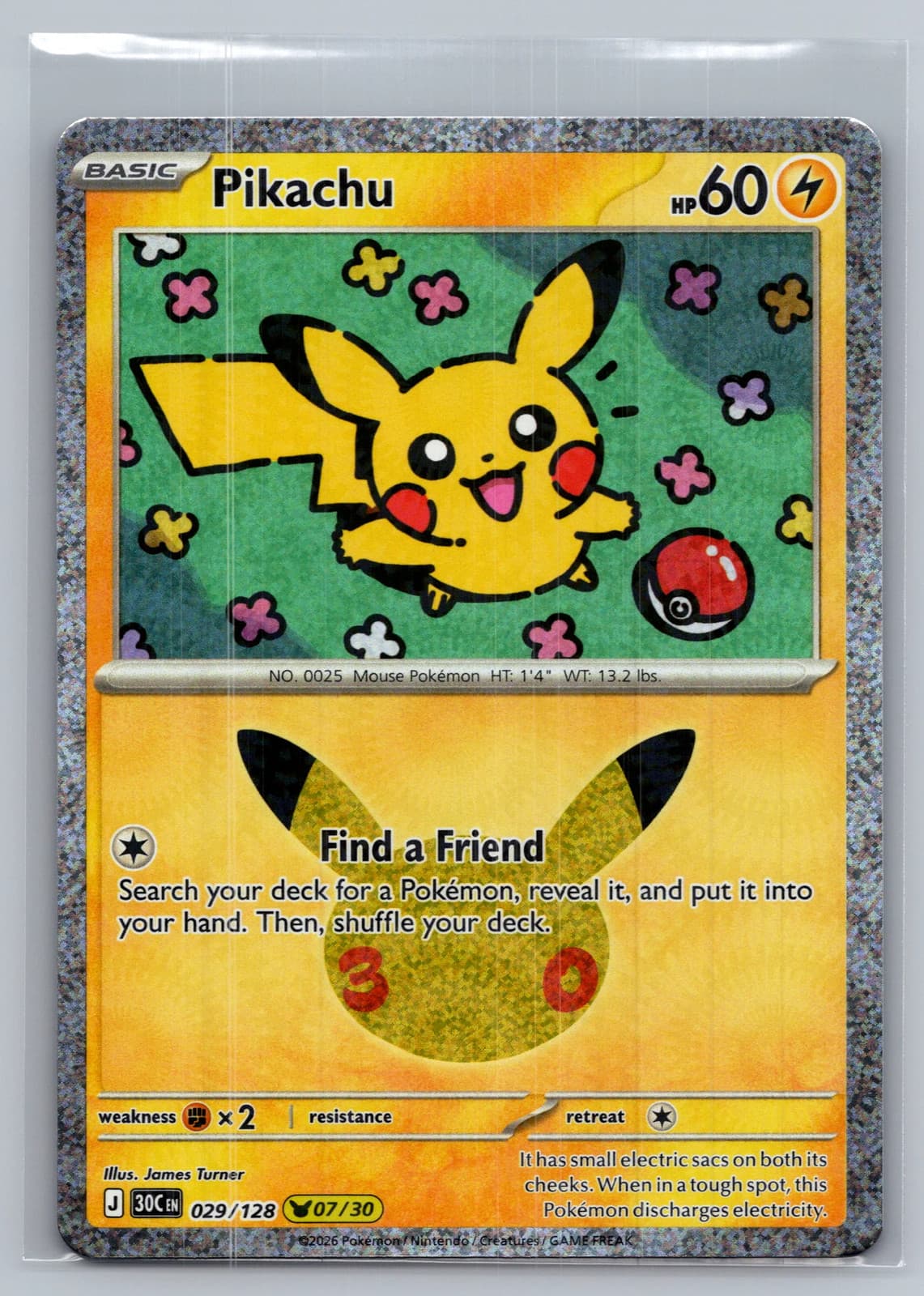 Pikachu #29/128 2026 30th Celebration Pokemon TCG