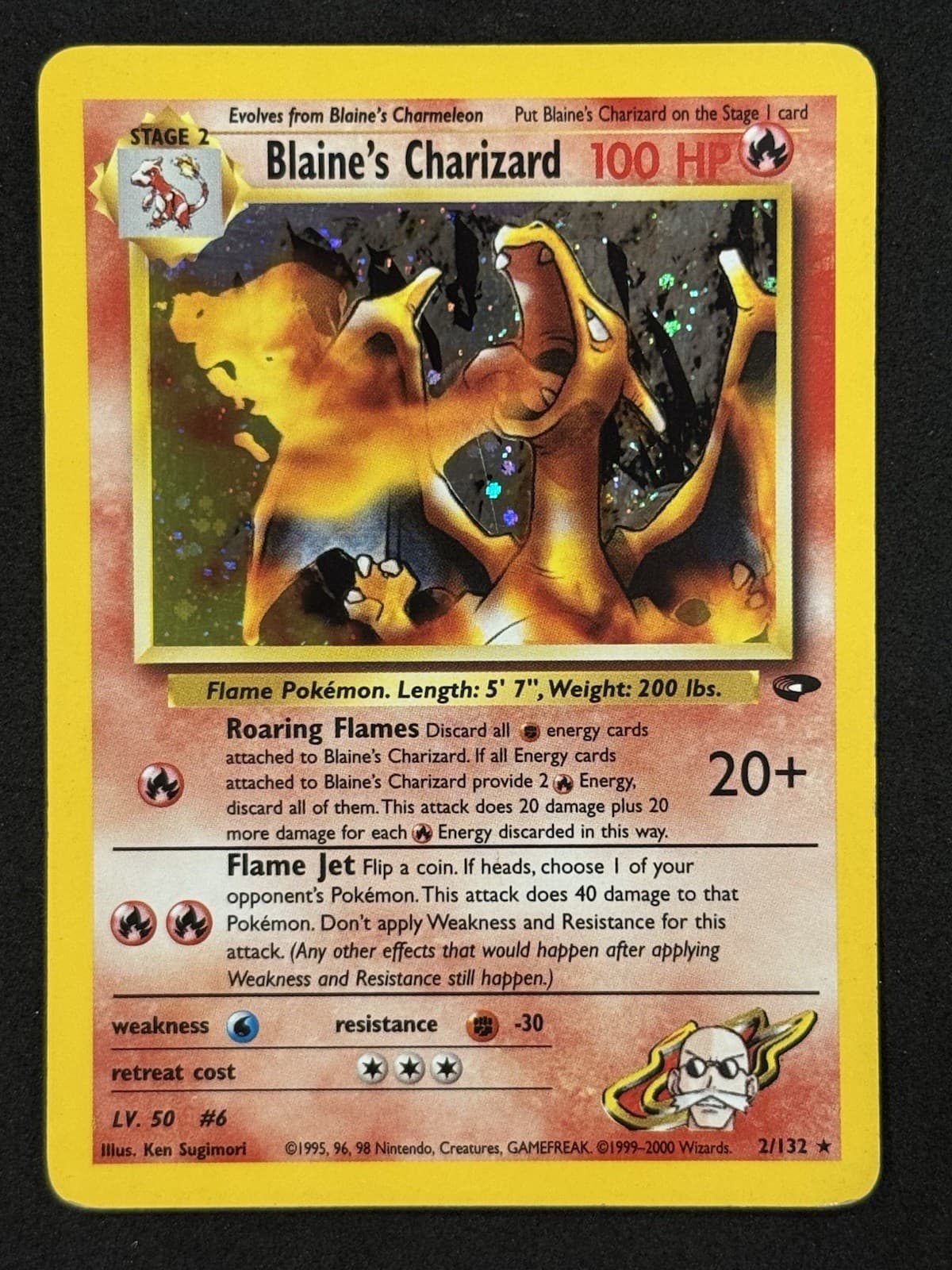 Blaine's Charizard 2/132 Gym Challenge Holo MP/HP *SWIRL* 💫